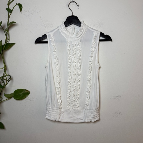 FRAME Denim White Sleeveless Ruffle Blouse - XS - Picture 9 of 9